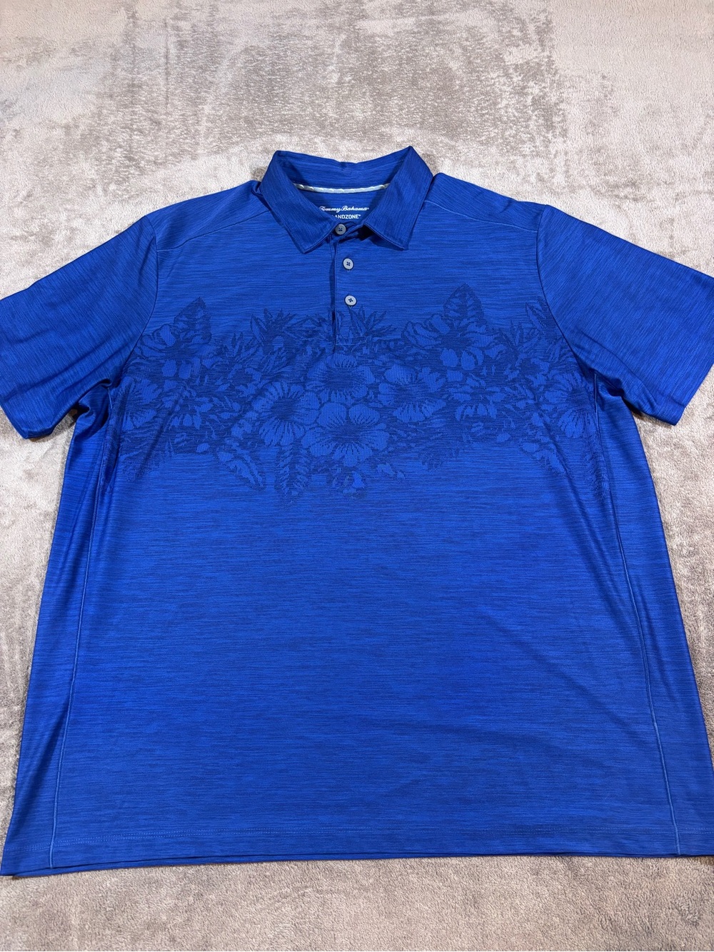 Tommy Bahama Islandzone Blue Polo Shirt Tropical Floral Print Mens XL